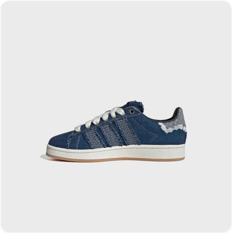 Adidas Campus 00s – Distressed Denim (Indigo Blue / Cloud White / Gum)