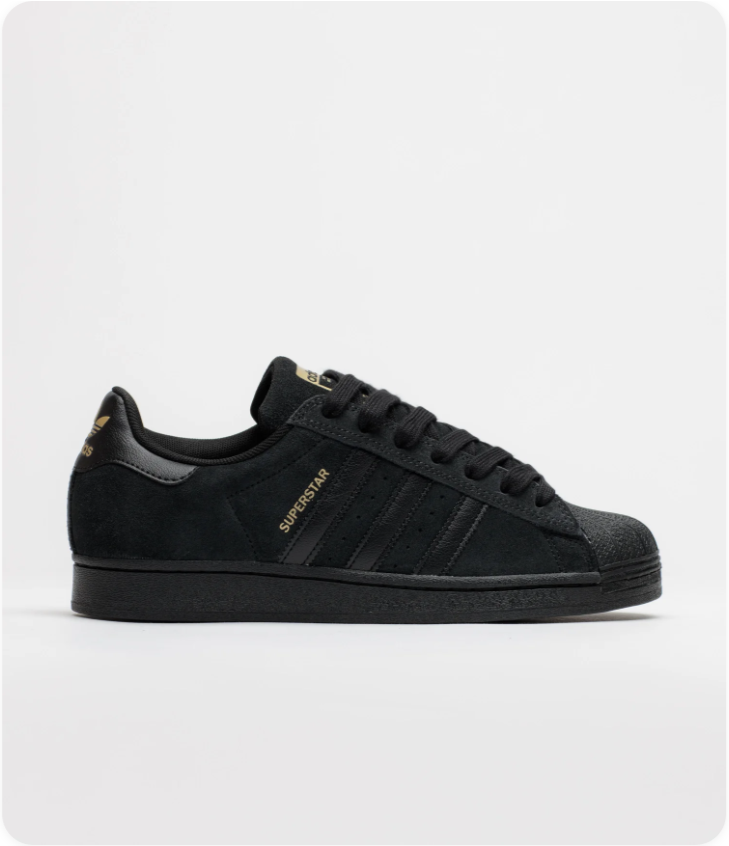 Adidas Superstar Triple Black Suede - Side View