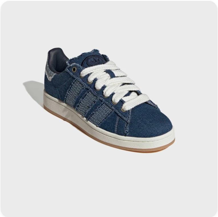 Adidas Campus 00s – Distressed Denim (Indigo Blue / Cloud White / Gum)
