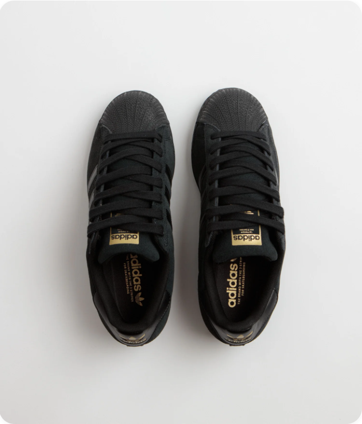 Adidas Superstar – Triple Black Suede (Core Black / Gold)