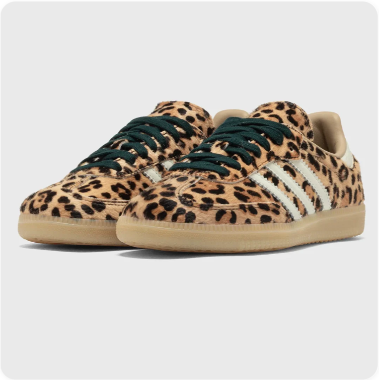 Adidas Samba OG – Leopard Print (Tan / Brown / White / Forest Green)