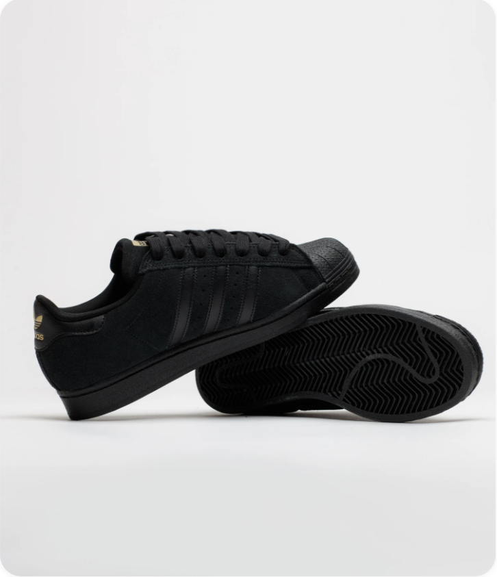Adidas Superstar – Triple Black Suede (Core Black / Gold)