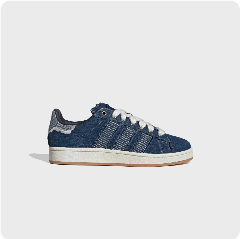 Adidas Campus 00s – Distressed Denim (Indigo Blue / Cloud White / Gum)