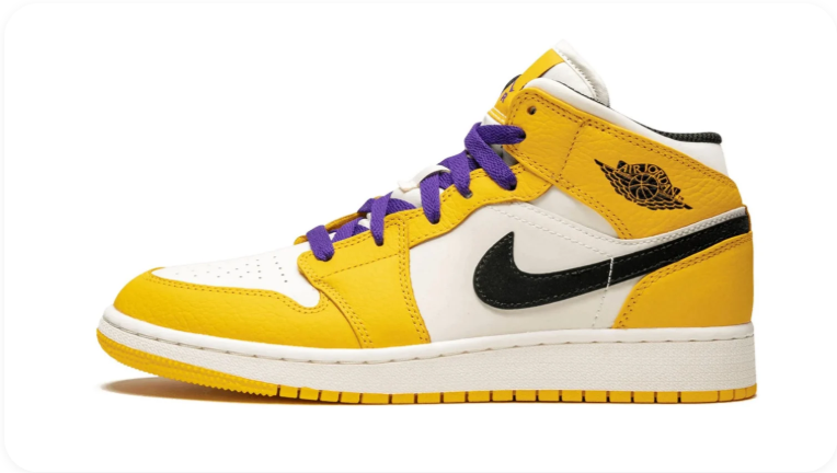 Air Jordan 1 Mid – Lakers (Yellow Ochre / Black / White / Court Purple)