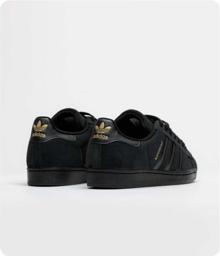 Adidas Superstar – Triple Black Suede (Core Black / Gold)