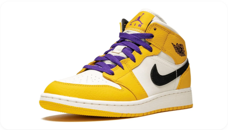 Air Jordan 1 Mid – Lakers (Yellow Ochre / Black / White / Court Purple)