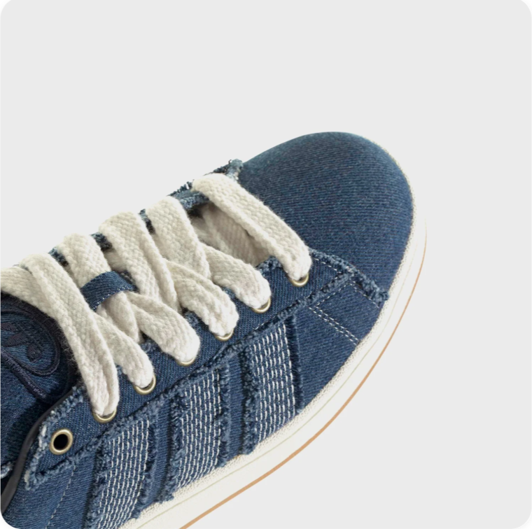 Adidas Campus 00s – Distressed Denim (Indigo Blue / Cloud White / Gum)