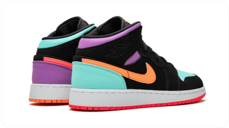 Air Jordan 1 Mid SE – Black / Hot Punch / Purple / Teal (Multicolor)